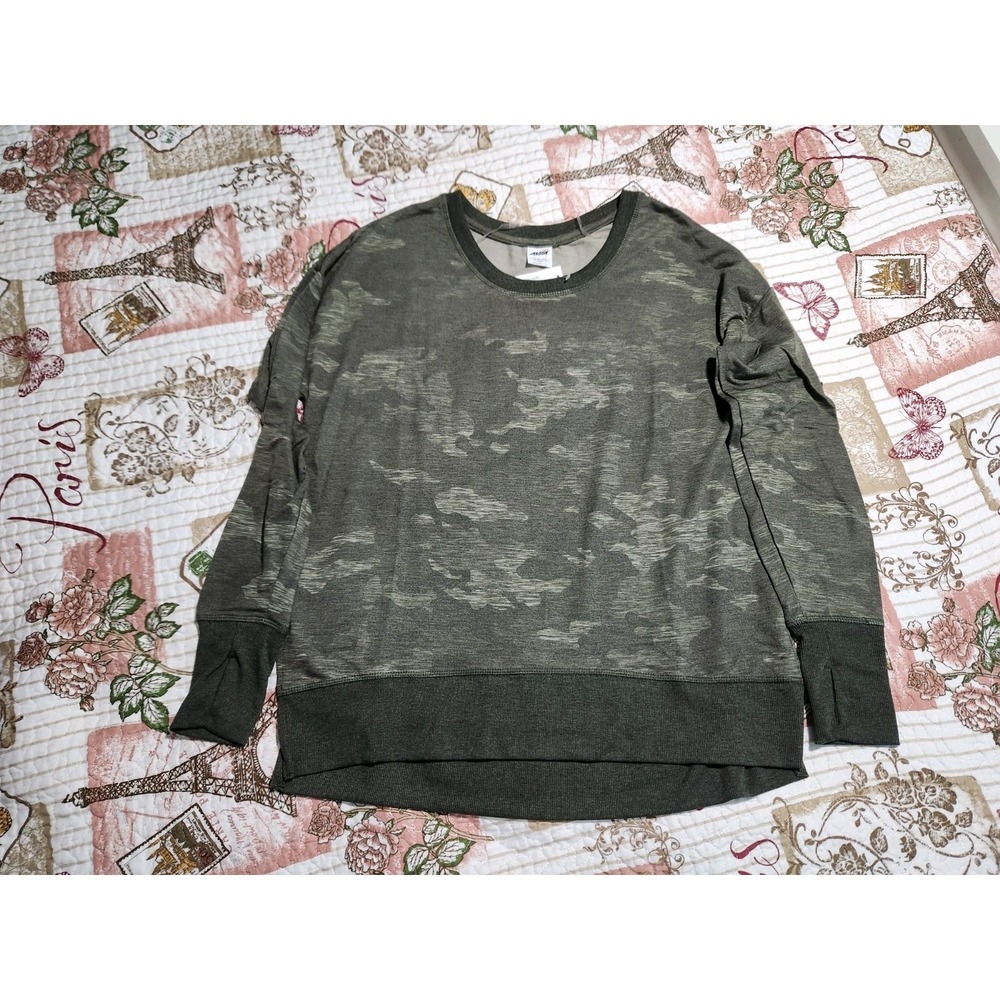 AVIA Women's Camouflage Pullover Sweater Crew Neck Long Sleeve Size M